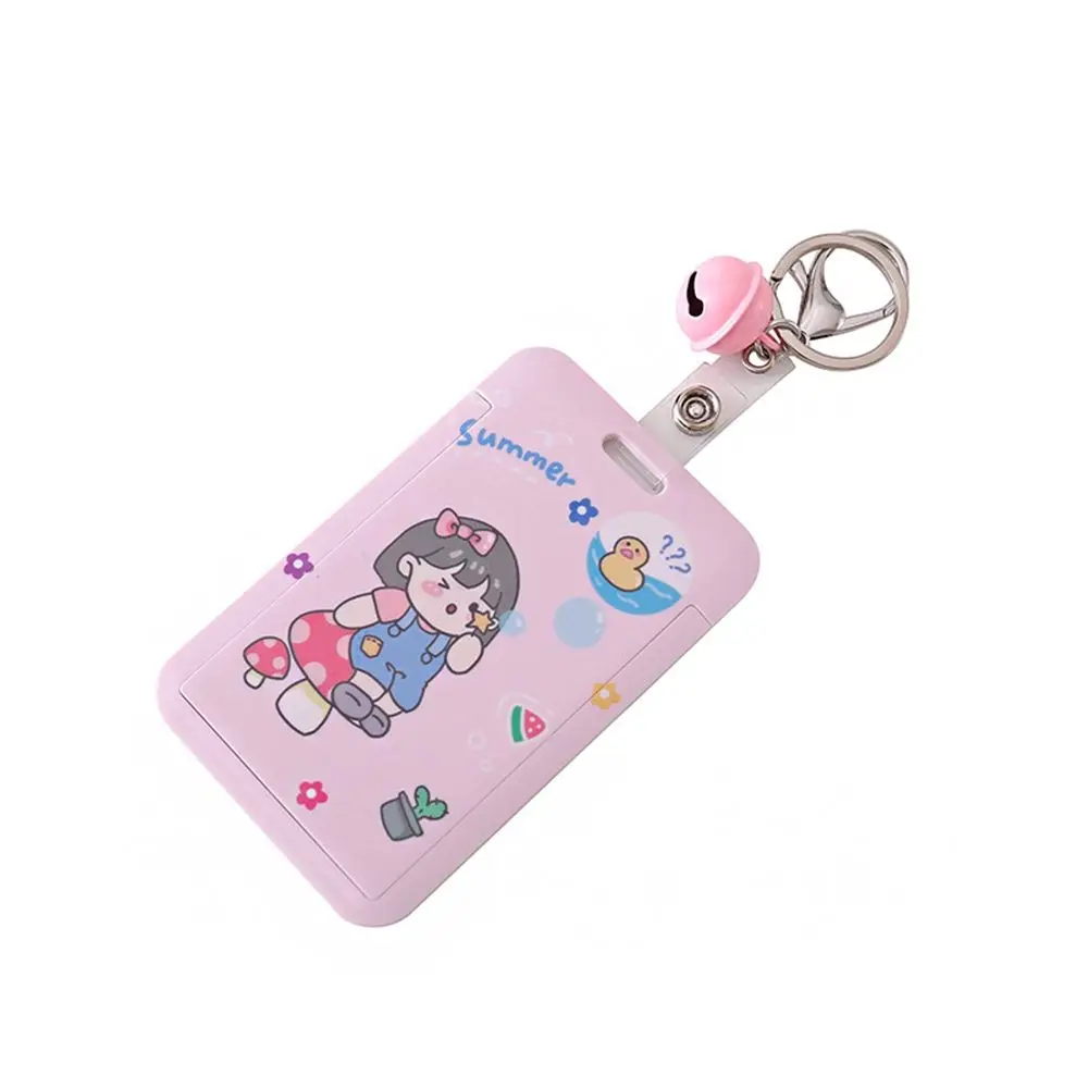 

Cartoon Cute Card Holder Students Bus Card Access Control Card Case Cover Holders Letter Bell Keychains Card Storage