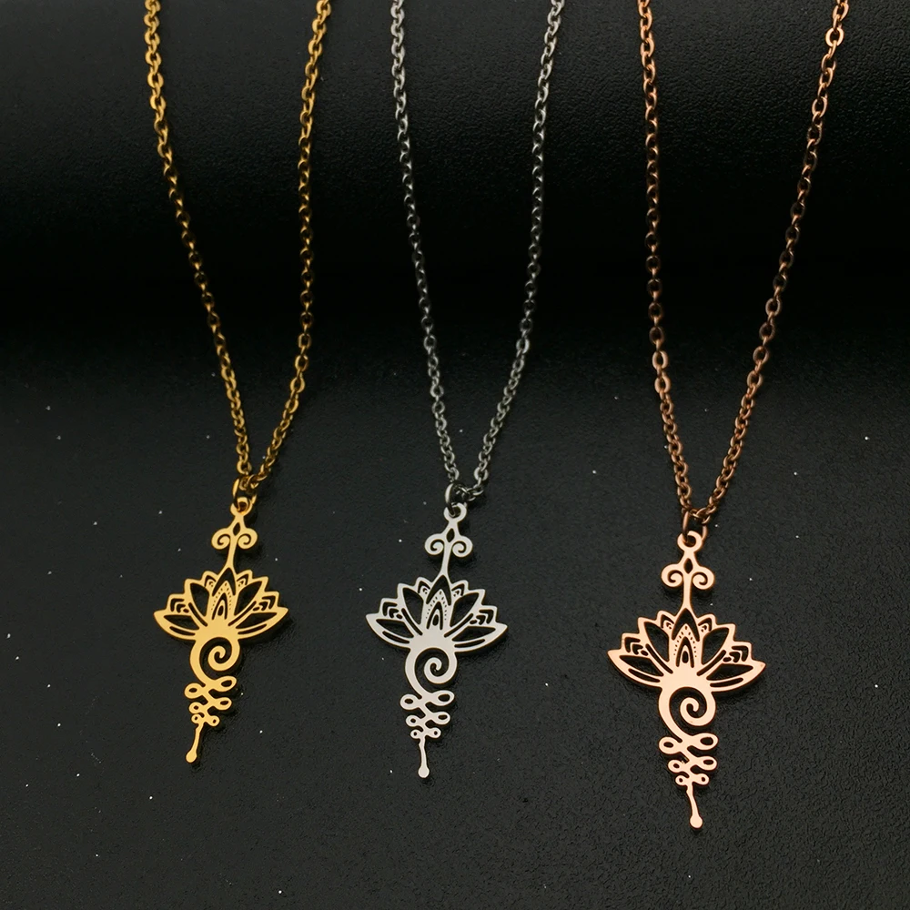 

New Arrival Lotus Necklace Hibiscus Flower Female Pendant Yoga Jewelry Drop Shipping YP8635