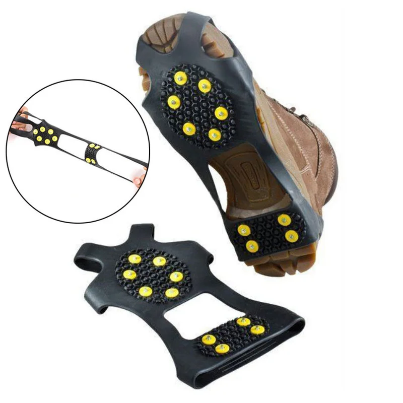 

Clearance Sale 1 Pair 10 Teeth Anti-Skid Ice Snow Crampons Winter Climbing Anti-Slip Gripper Shoe Covers Crampon Spike Cleats