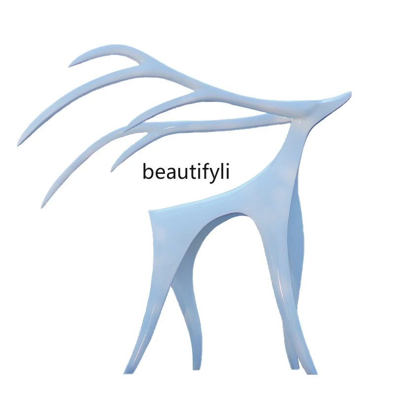 

CXH FRP Abstract Sika Deer White Imitation Copper Geometric Deer Sculptured Ornaments