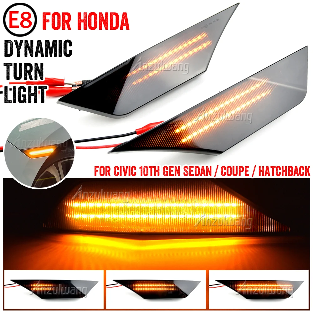 

LED Turn Signal Side Marker Light For Honda Civic 10th Gen Sedan Coupe Hatchback 2016 2017-2020 Dynamic Blinker Sequential Lamp
