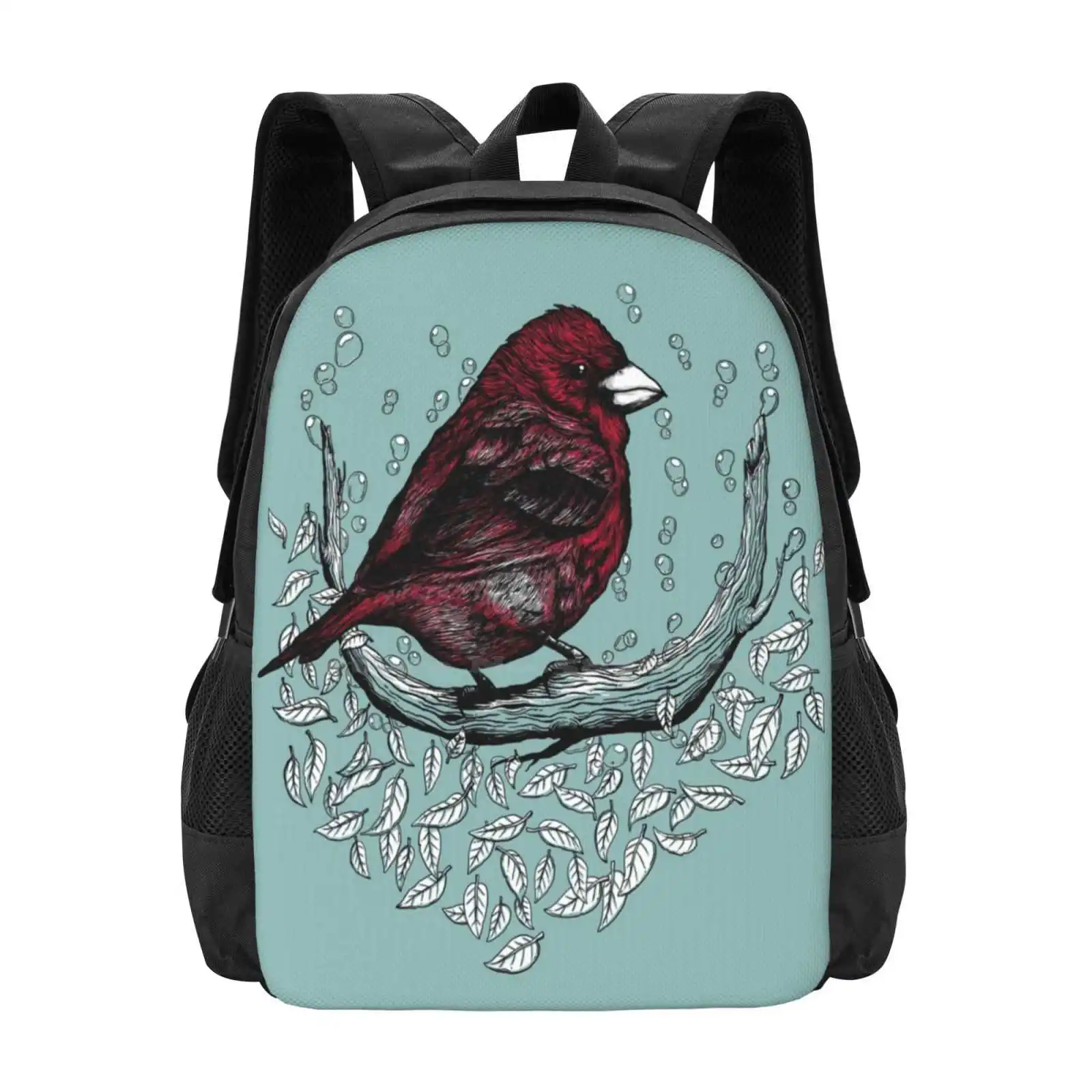 Bubbly Free Hot Sale Backpack Fashion Bags Finch Tree Bubbles Birdie Leaves