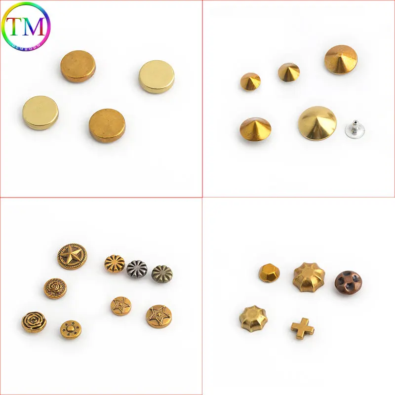 50-200 Pieces Metal Round Screw Back Rivets Studs Decoration Star Rivets Spikes Clothing Handbag Shoes Craft Diy Accessories