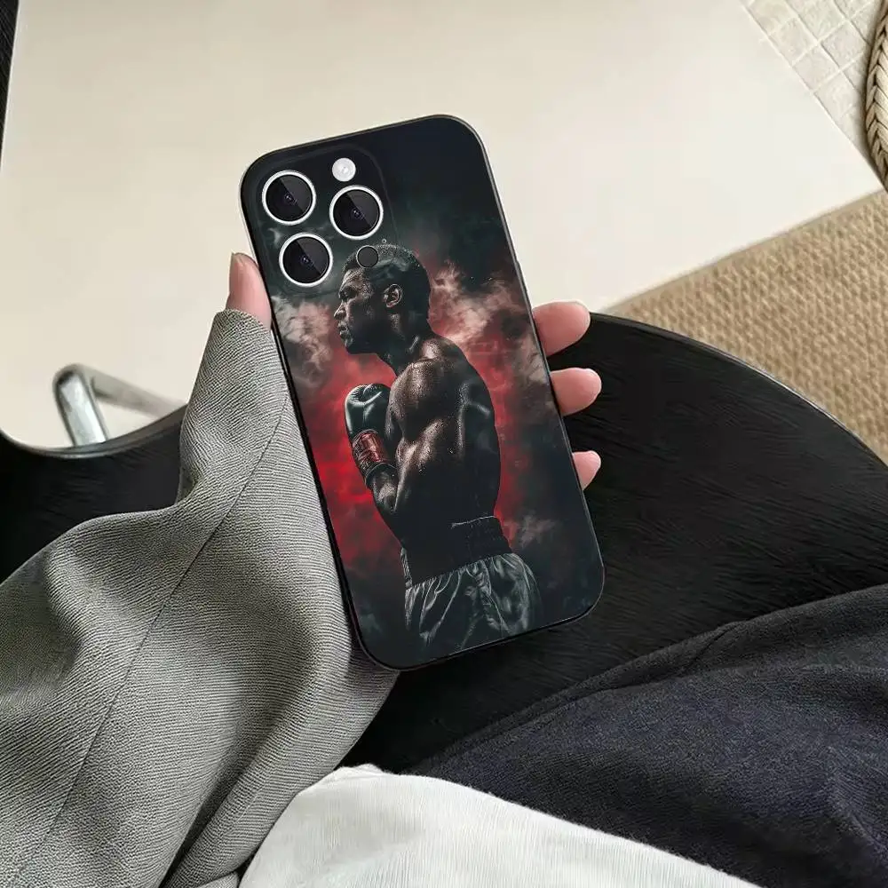 Фото Противоударный мягкий черный чехол для телефона Boxer M-Muhammad Ali, подходит для iPhone 11, 12, 13, 14, 15, 16, 17, Pro, Max, Plus, X, XS, SE4, Mini. №5