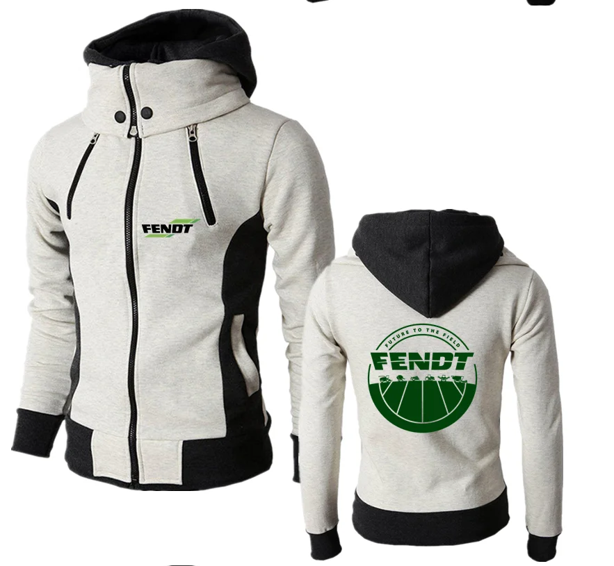 

2022 Biker Fendt Motorcycle Men‘s New Autumn Winter Sweatshirt Warm Windproof Jacket Double Zip Fashion Hooded Sport Clothing