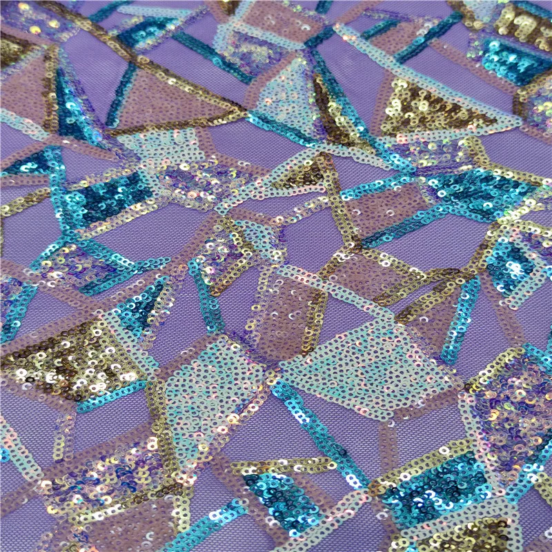 Новейшая кружевная ткань с блестками дешевая африканская Тюлевая фиолетовая для