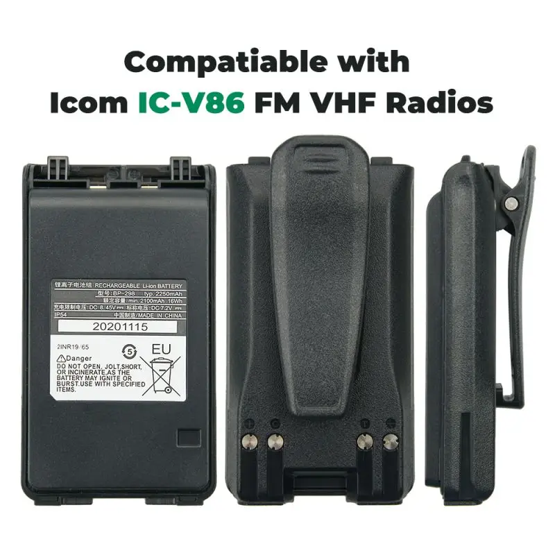 Фото Аккумулятор Walkie BP-298 7.2V 2250mAh для рации IC-V86, сменный аксессуар для двухсторонней рации №2