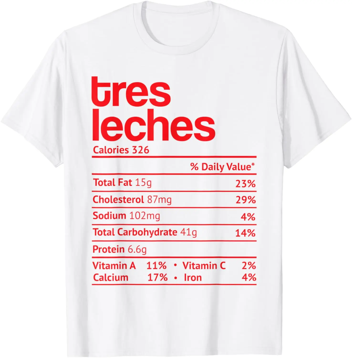 Забавная рождественская футболка Tres Leches Nutrition Fact на День Благодарения