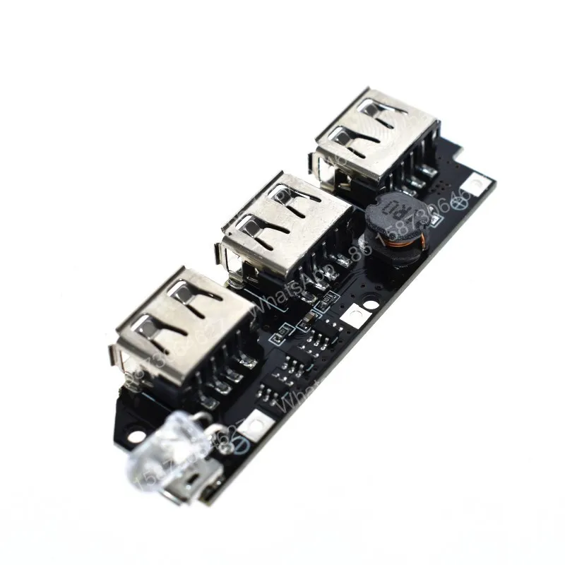 Фото Плата управления зарядным устройством WAVGAT 5V 1A 1.5A 2.1A с 3 USB-портами, модуль повышения напряжения, корпус для Li-ion аккумуляторов 18650, DIY-набор для повербанка №2