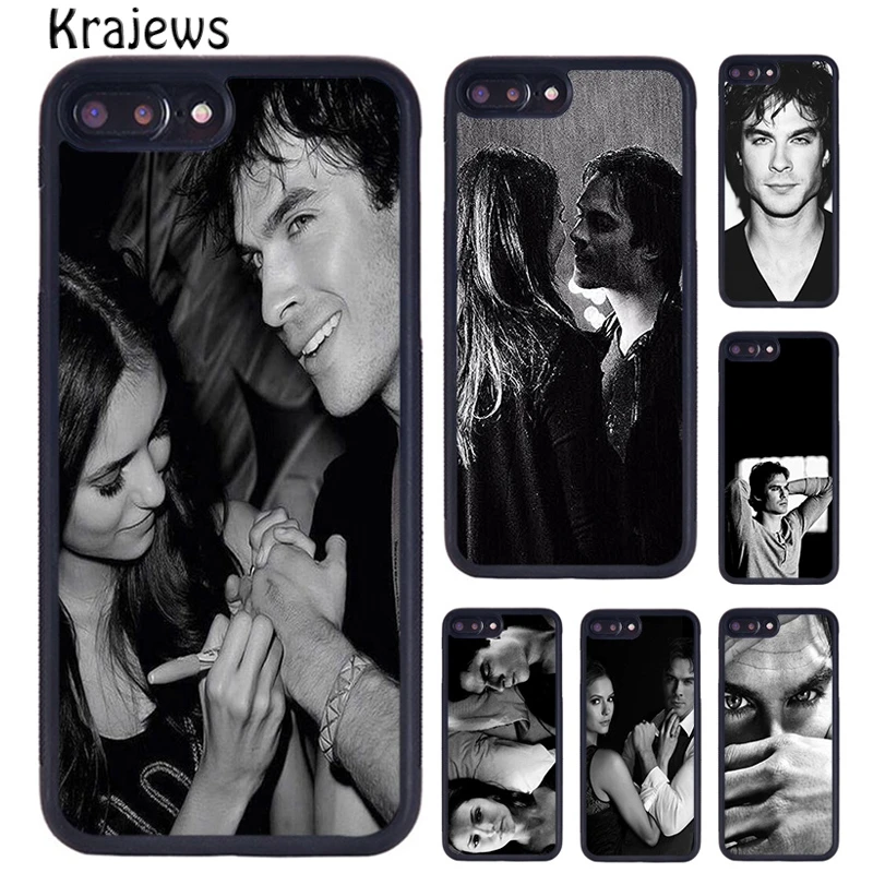 Krajews Damon Elena The Vampire Diaries Чехол для телефона iPhone 16 15 14 plus XR XS 11 12 13 pro max coque