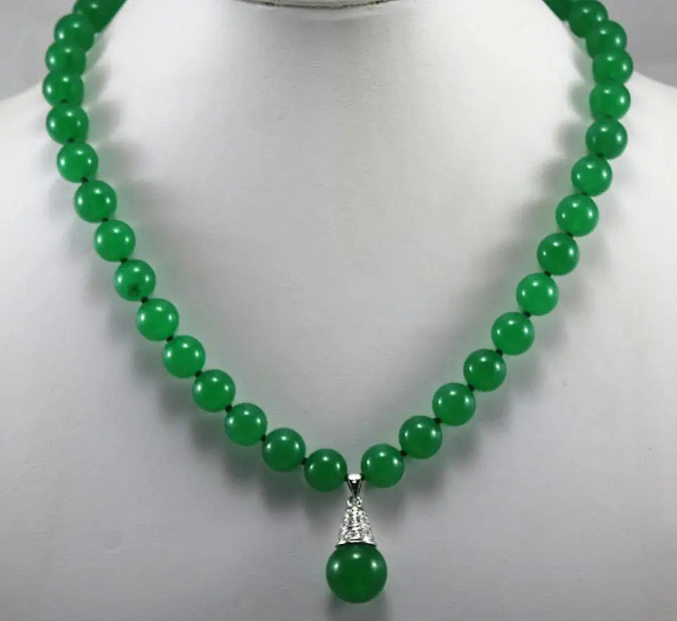 

Достойное и очаровательное 8 мм зеленое Нефритовое ожерелье подходит под серебро 14 мм Нефритовое ожерелье с подвеской для свадьбы