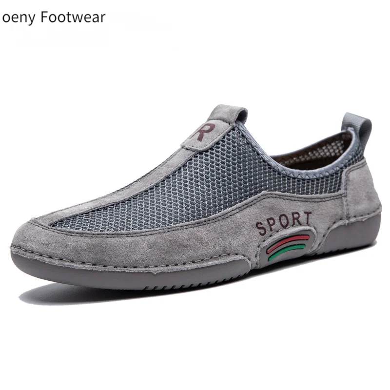 

Brand Spring Summer Brand Casual Leather Shoes Men Breathable Mesh Loafers Shoes Men Flats Comfort Driving Shoes Men Moccasins