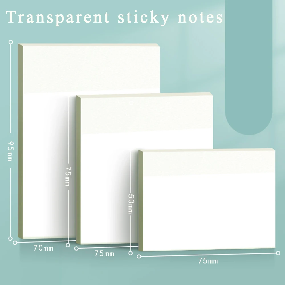 

Transparent Sticky Notes Memo Pad Waterproof Self-Adhesive Bookmark Marker Memo Sticker Paper Office School Supplies Stationery