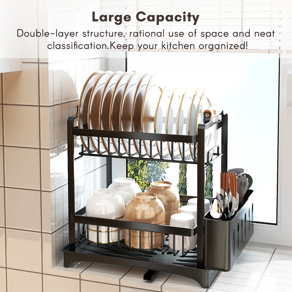 

Organizer Stand Sink Drain Cutting Board Holder Drainboard 3Tiers Dish Drying Rack Drainer Plate Holder Storage Shelf Kitchen