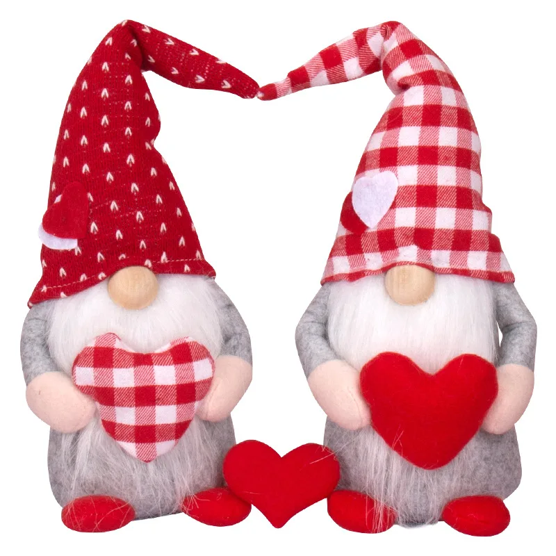 

Valentines Day Gnome Plush Mr and Mrs Scandinavian Tomte Elf Decorations Heart Flower Swedish Gnomes Dwarf Table Figurines