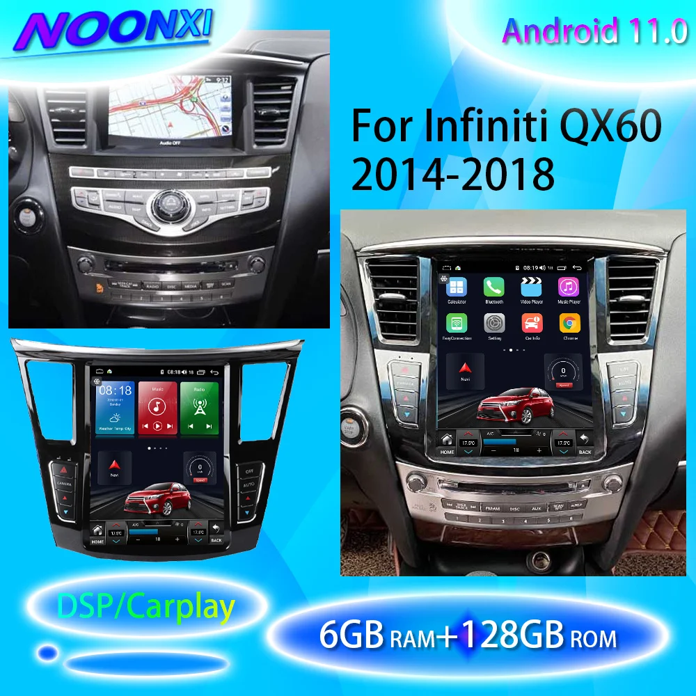 

For Infiniti QX60 JX35 2014-2019Car Radio Phone Stereo Bluetooth Multimedia Player GPS DVD Carplay Coche IPS 6G+128G Android11.0