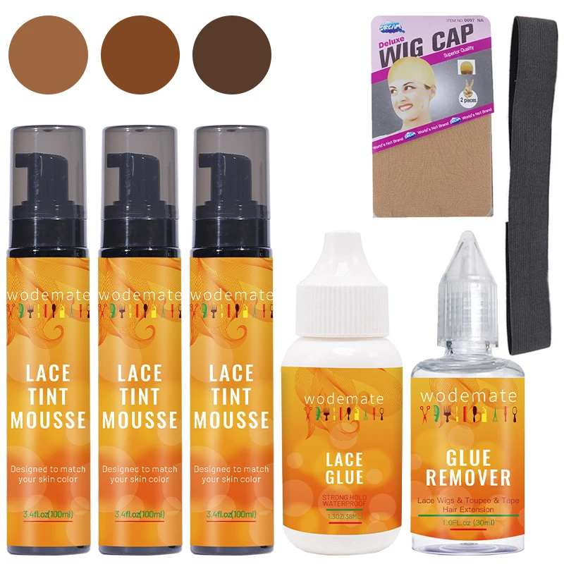 Lace Front Wig Adhesive Waterproof Lace Glue Invisible Hair Bonding Glue For Toupee Frontal+Lace Tint Mousse Wig Knots Concealer