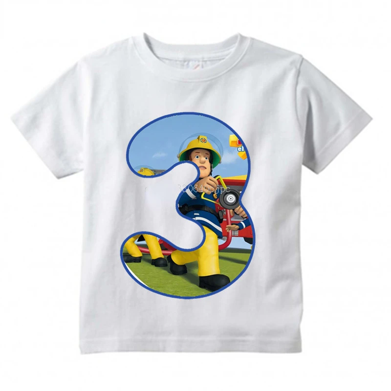 

Kids Sam Fireman Number 1-9 Firefighter Design T Shirt Boys/Girls Letter Kawaii Short Sleeve Top Children's Funny T-Shirt,BAL617