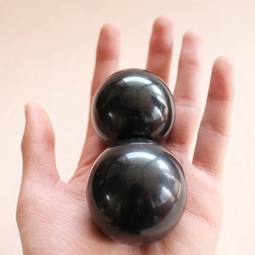 

2pcs Meditation Balls Small Baoding Balls Chinese Acupoint Balls Black Obsidian Baoding Balls Baoding Balls