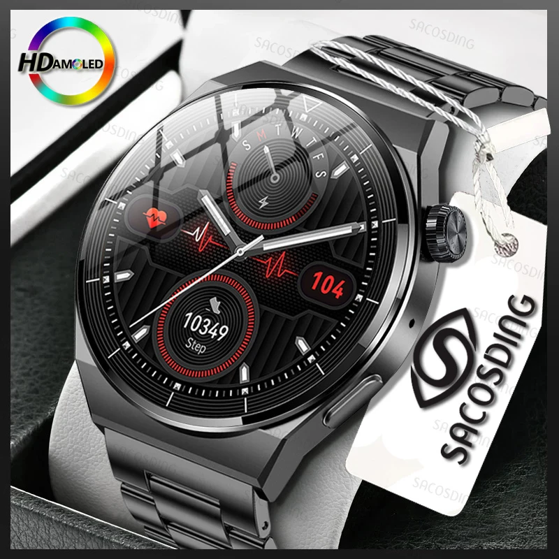 

New Smartwatch Men AMOLED Screen Bluetooth Call Sport Fitness Watch Wireless Charging Custom Dial Smart Watch For Huawei Xiaomi