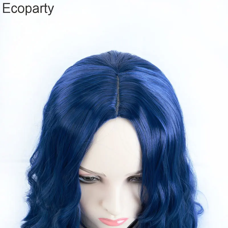 Женский парик для ролевых игр Cosplay голубой длинный кудрявый с разделением по