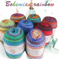 2pcs 100gball rainbow long dyed wool yarn colorful gradient hand woven ladies shawl wool yarn dyed wool yarn for knitting