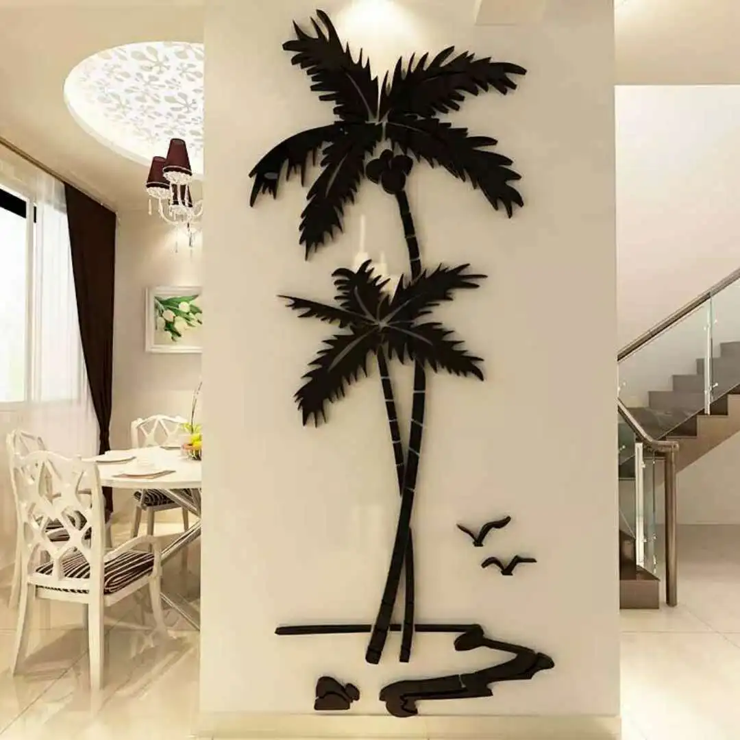 Coconut tree 3D acrylic wall stickers living room room decoration background wall decoration stickers images - 6