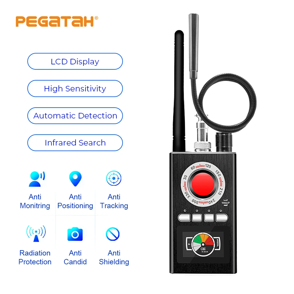 

AI Anti Candid Camera Detector LED Display Hunter's Signal GPS Bug Signal Lens Detect Wireless Wiretapping Camera Finder