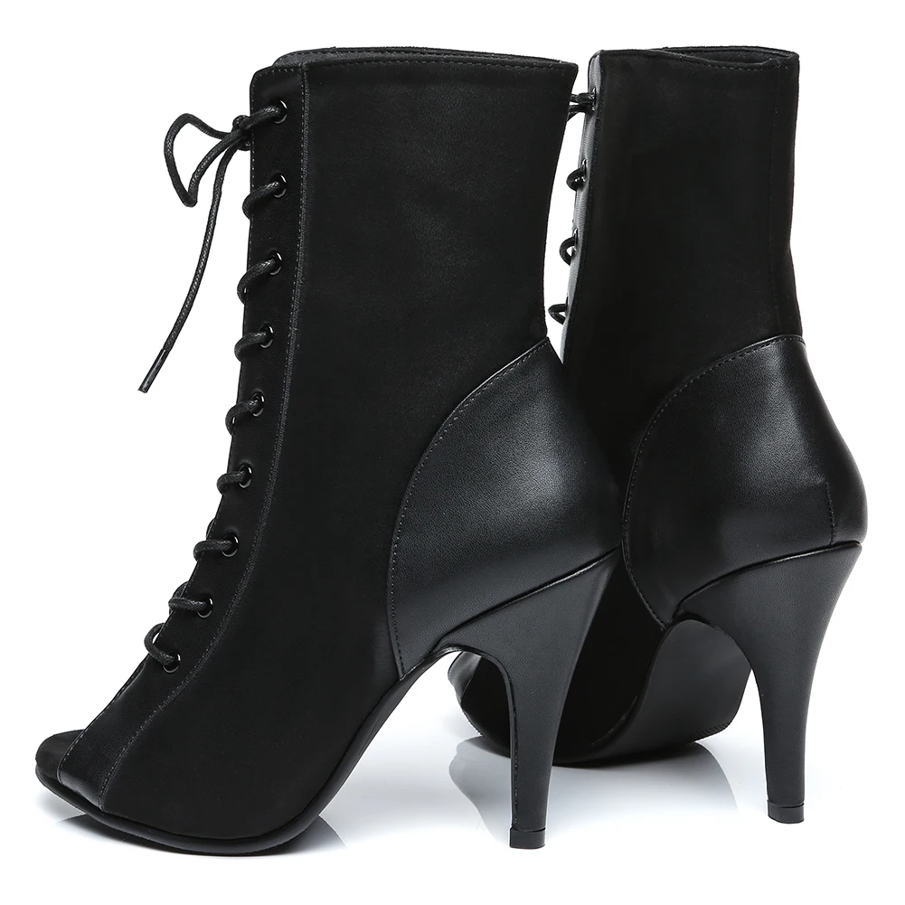 DKZSYIM Women High Top Latin Dance Shoes Woman Salsa Dancing shoes Fashion Sandals dance Boots Ballroom Ladies Girls High Heels
