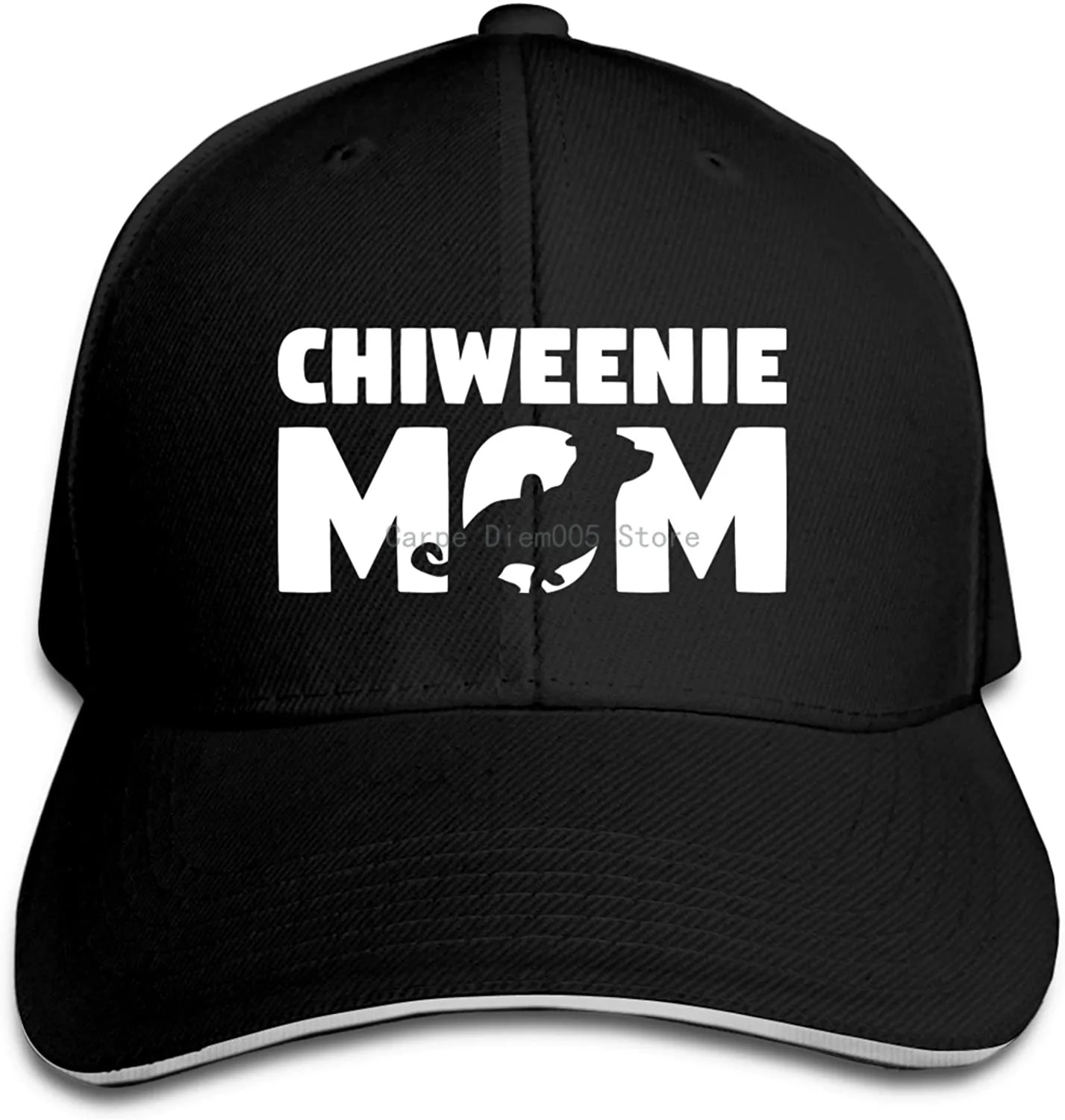 

Chiweenie Mom Baseball Cap Adjustable Snapback Trucker Hat Dad Cap for Women Men Black