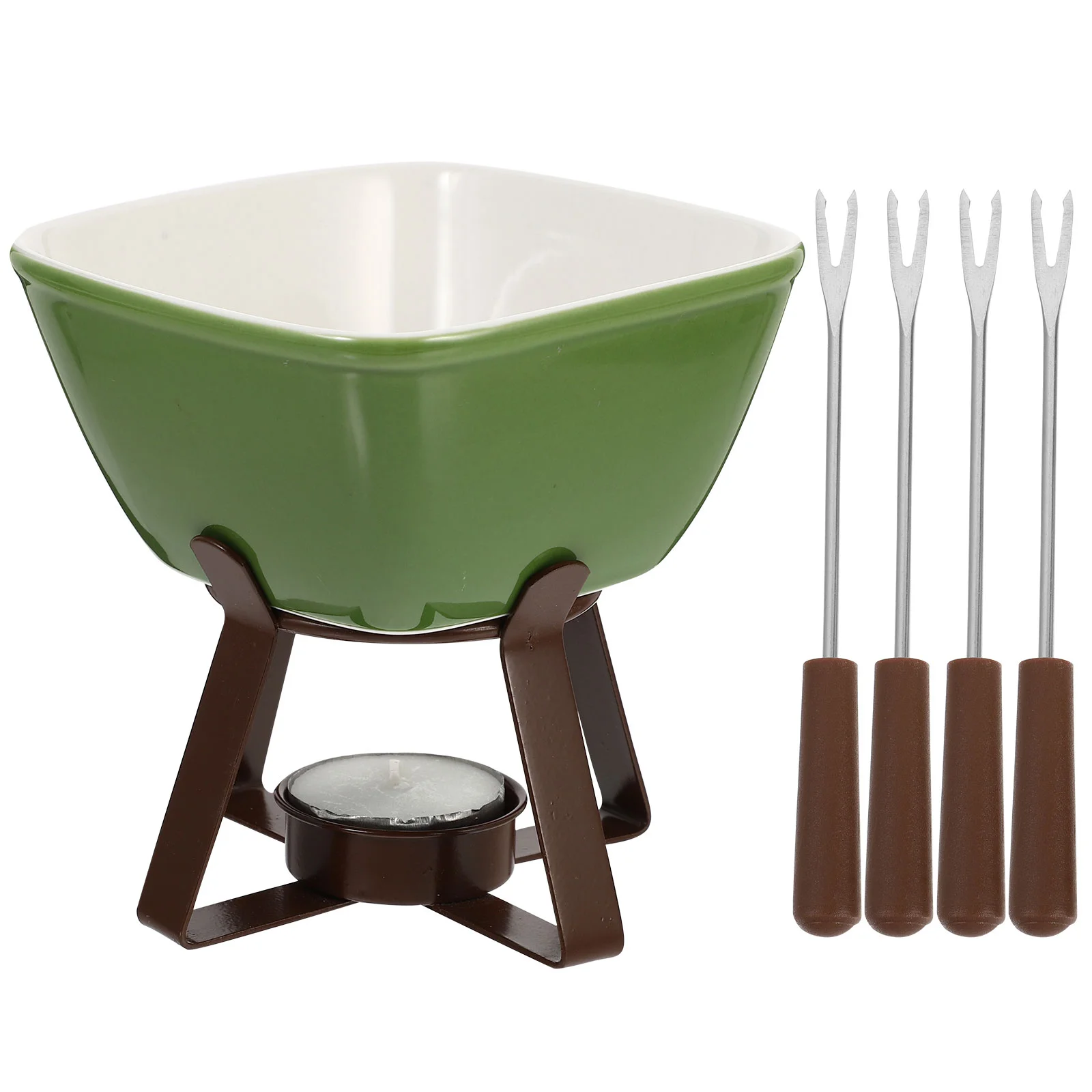 

Set Cheese Pot Fondue Butter Melting Ceramic Chocolate Melt Warmer With
