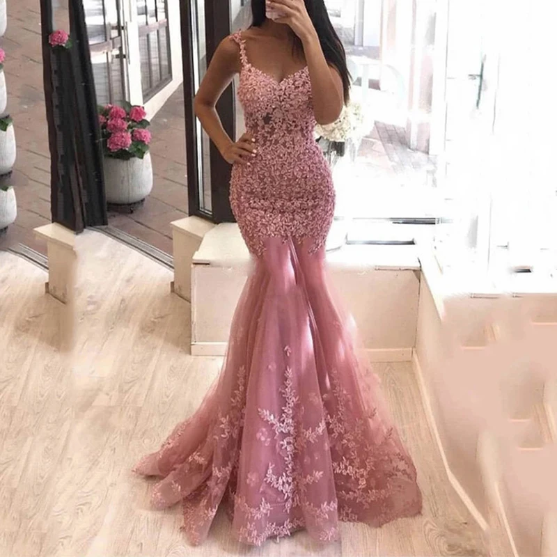 

2022 Sleeveless Sexy V Neck Long Prom Party Gowns Custom Made Evening Party Gowns Mermaid Formal Evening Dress