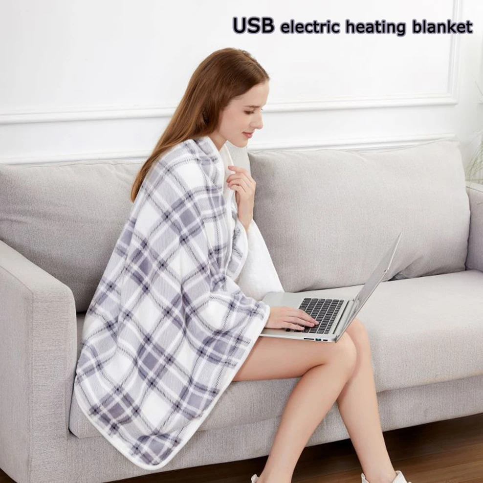 

140x80cm Large Size USB Electric Shawl Blanket Leg Covering Warm Blanket Wireless Mobile Electric Blanket