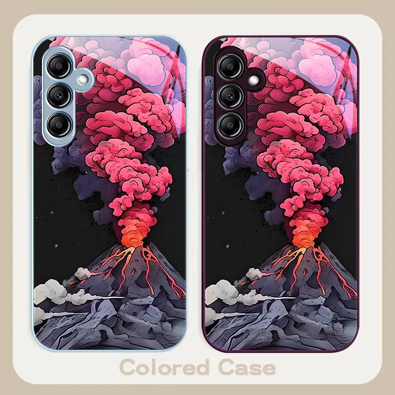 Simple Pink Volcanic for Samsung Galaxy A01 02 03 Core A04 A14 4G A13 54 34 31 20 25 23 22 5G S21 Ultra S20 glass phone case