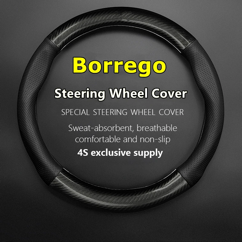 

No Smell Thin For KIA Borrego Steering Wheel Cover Genuine Leather Carbon Fiber 3.8 2008 2013 2015 2017