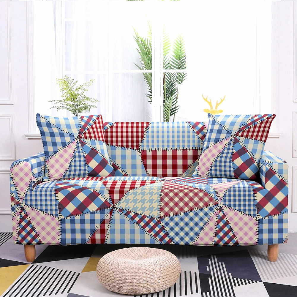 Colorful Faux Shabby Pink Patchwork Pattern Print Fashion Sofa Covers Dresser Decoration Furniture Accessories Sofa Cover Covers