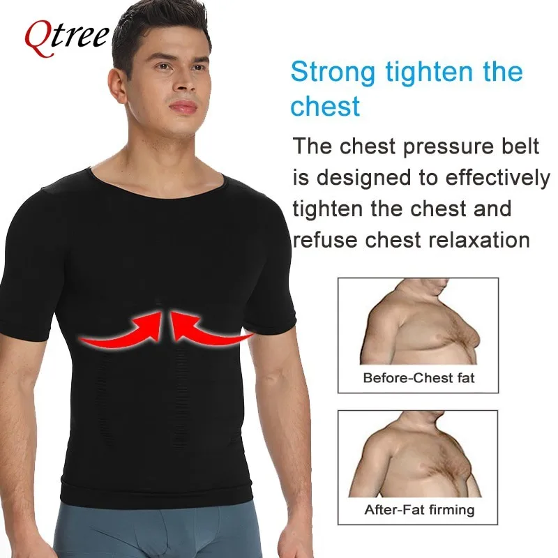 Compression Slimming T-shirt Men Body Shaper Waist Trainer Fitness Vest Fat Burn Chest Slim Shirt weight loss shapewear