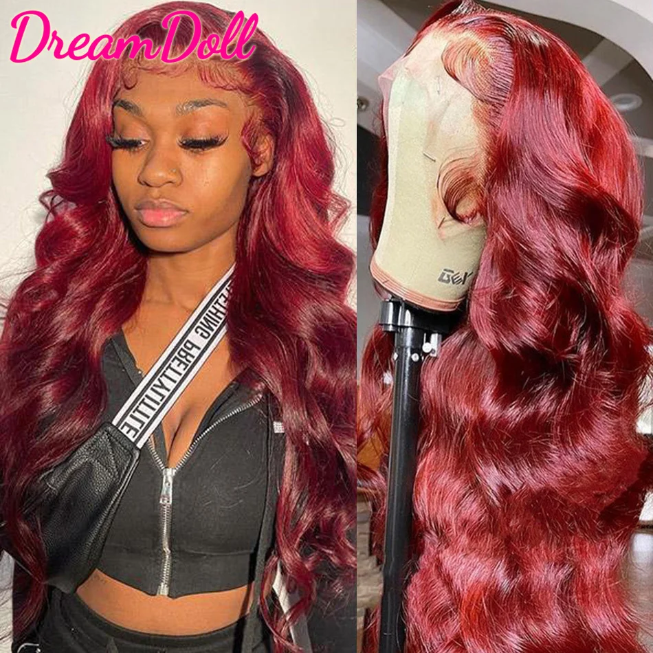 

99j Burgundy Colored Human Hair Wigs 13x4 HD Lace Front Human Hair Wigs Raw Indian Body Wave Frontal Wig 4x4 5x5 HD Closure Wig