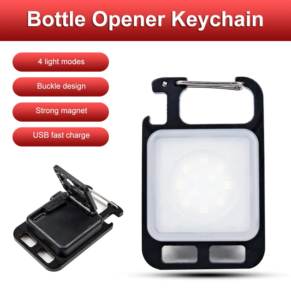 

Multifunctional Mini Glare COB Keychain Light USB Charging Emergency Lamps Strong Magnetic Repair Work Outdoor Camping Light