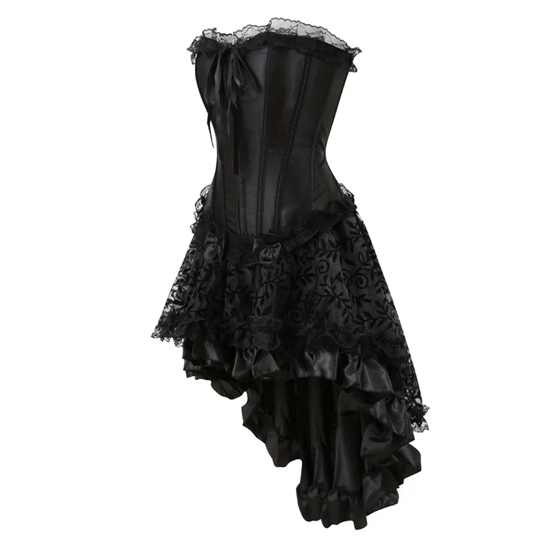 

Кружевные платья и юбка большого размера в готическом стиле, нестандартный черный Регулируемый корсет-бюстье, корсет Sapubonva для женщин