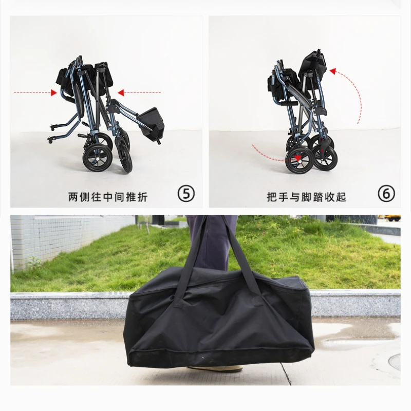 Складная инвалидная коляска из алюминиевого сплава удобная дорожная тележка для