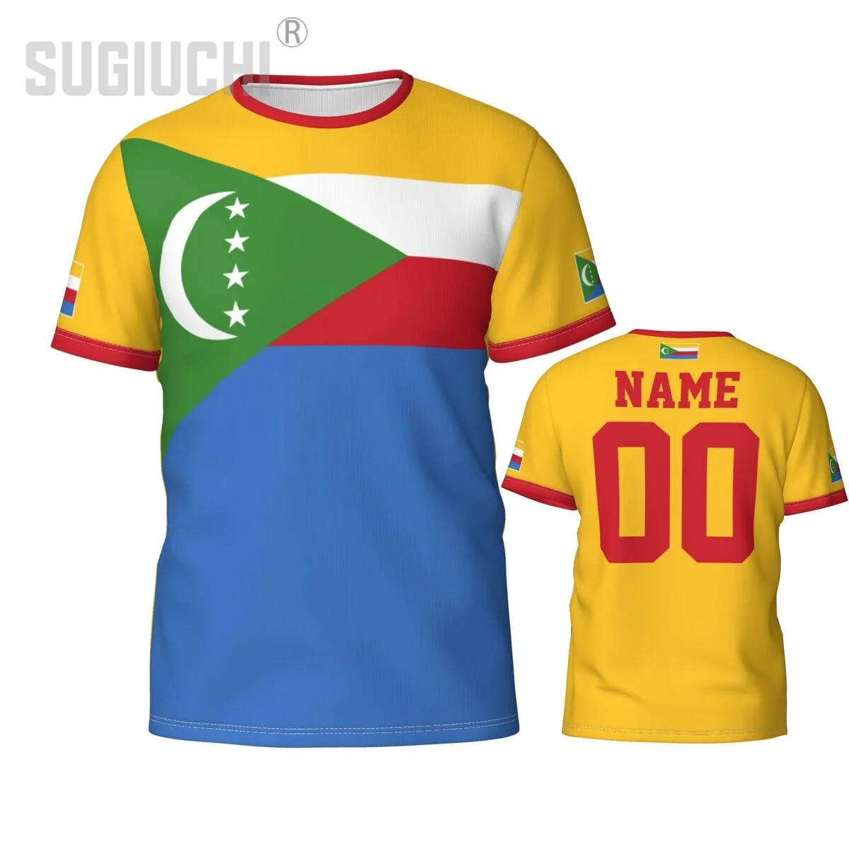 

Футболка Мужская/женская с номером и эмблемой, майка 3D с надписью «Comoros», одежда для команды, футбольного болельщика, подарок