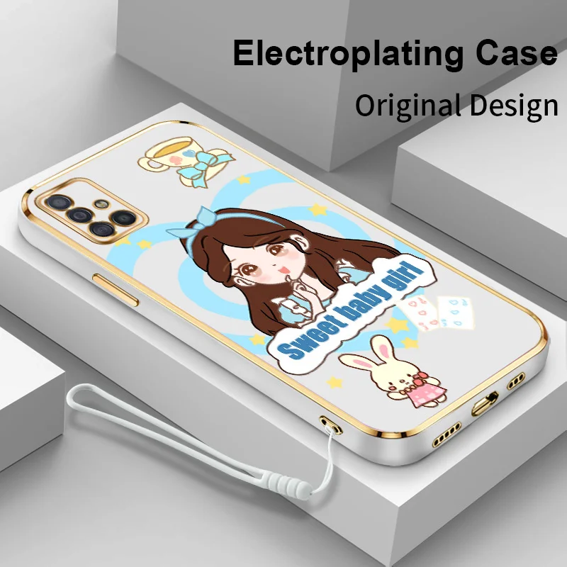 

Square Caring Girl Phone Case for Samsung Galaxy A51 4G A51 5G UW A52 A52S A53 A71 A72 A73 A7 F12 M12 India A12 Nacho Back Cover