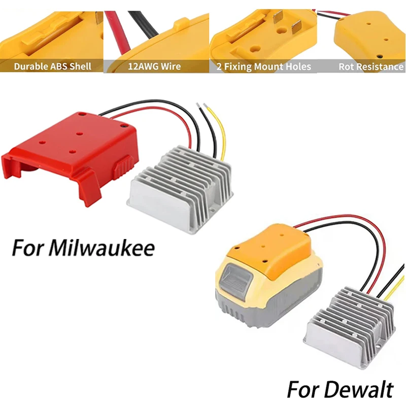 Понижающий преобразователь напряжения постоянного тока для Dewalt /Milwaukee, 20 в, 18 В до 12 В, док-станция для аккумулятора 180 Вт, инвертор, инструменты для самостоятельной сборки Понижающий преобразователь напряжения постоянного тока для Dewalt /Milwaukee, 20 в, 18 В до 12 В, док-станция для аккумулятора 180 Вт, инвертор, инструменты для самостоятельной сборки