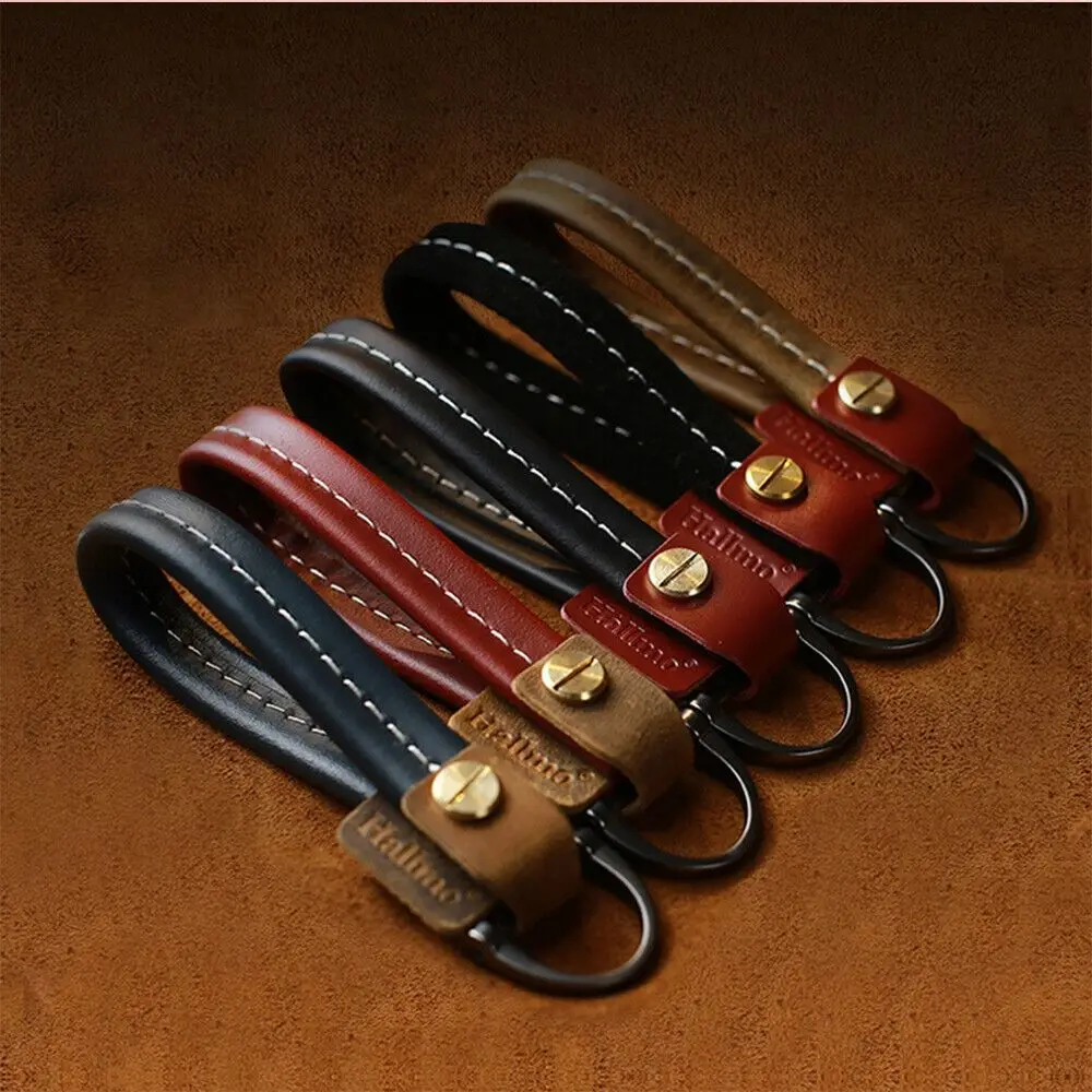 

Leather Car Keychain Fob Fashion Gift Retro Cell Phone Wrist Strap Keyring Car