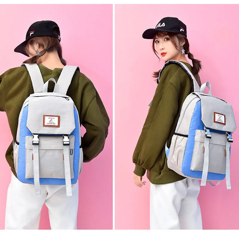 Men Women Canvas Backpacks for Teenagers Large Capacity Unisex Patchwork Softback Hiking Backpacks Camping Equipment