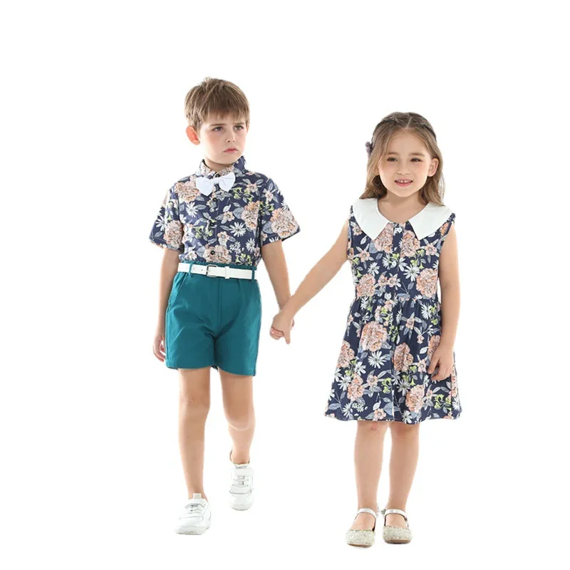 

Floral Dress Girls Summer 2022 New Princess Dress Fashion Baby Cotton Short Sleeved Children's Clothing Kids Classics Clothies