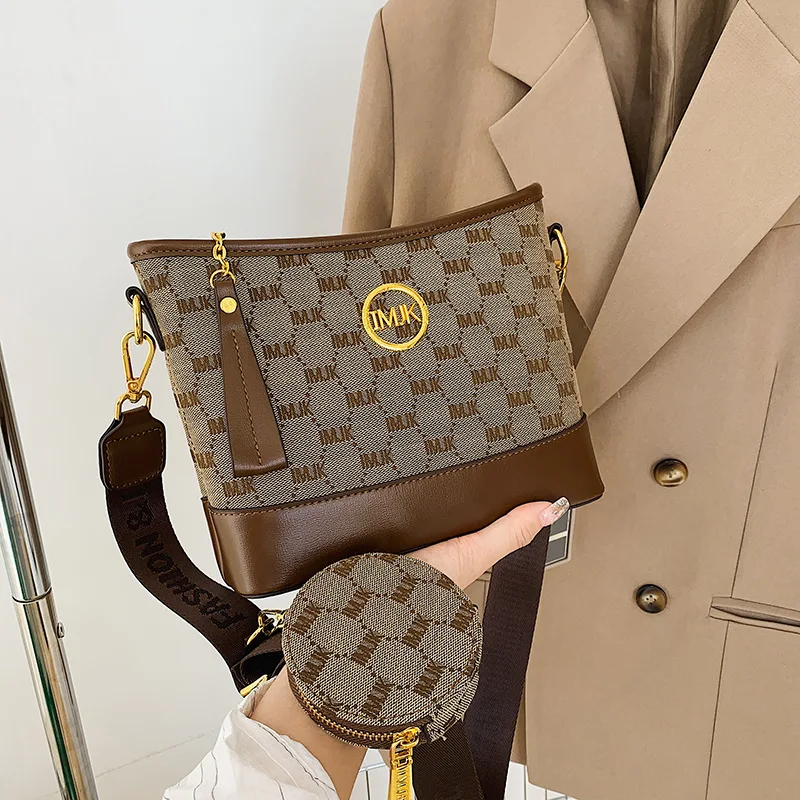 

2pcs Fashion Retro Shoulder Bag High Quality Female Tote Bag for Women Luxury Designer Handbag Wide Strap Crossbody Bag Purse