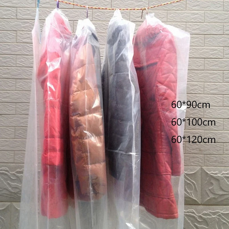 

10pcs Transparent Hanging Clothes Dust Cover Clothing Dust-Proof Storage Bag Wardrobe Plastic Cover Garment Coat Suit Protector