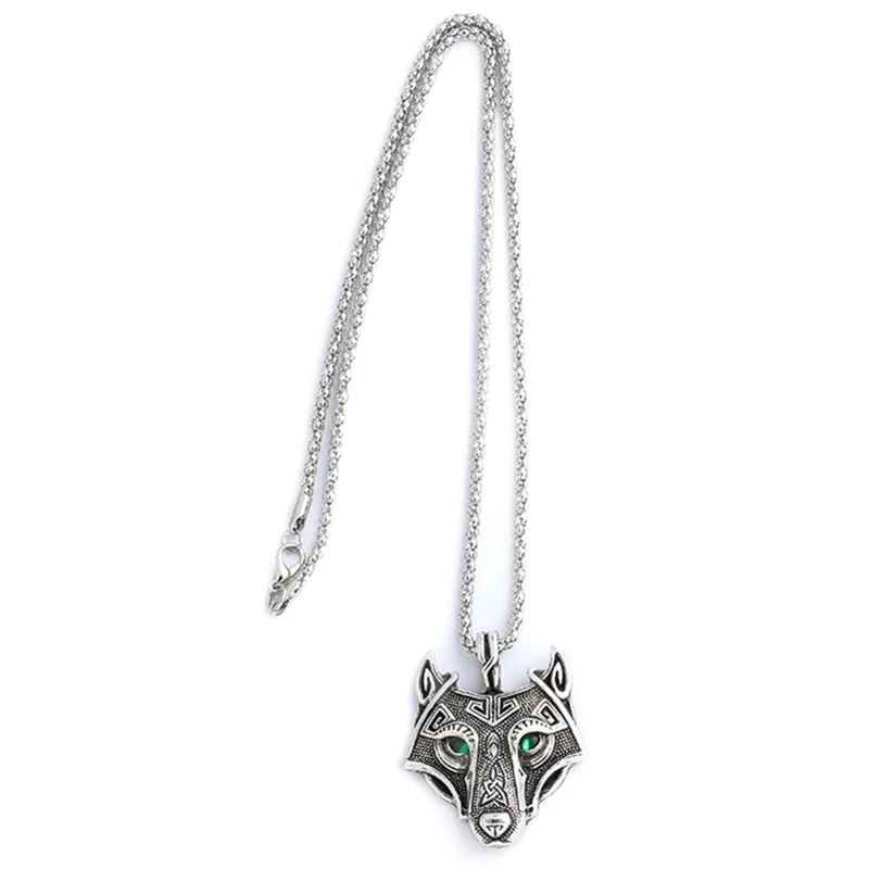 

Mens Viking Jewellery Nordic Wolf Pendant Engraved Fenrir Wolf for Head Necklace Alloy Wolf Jewelry Norse Gifts for Male